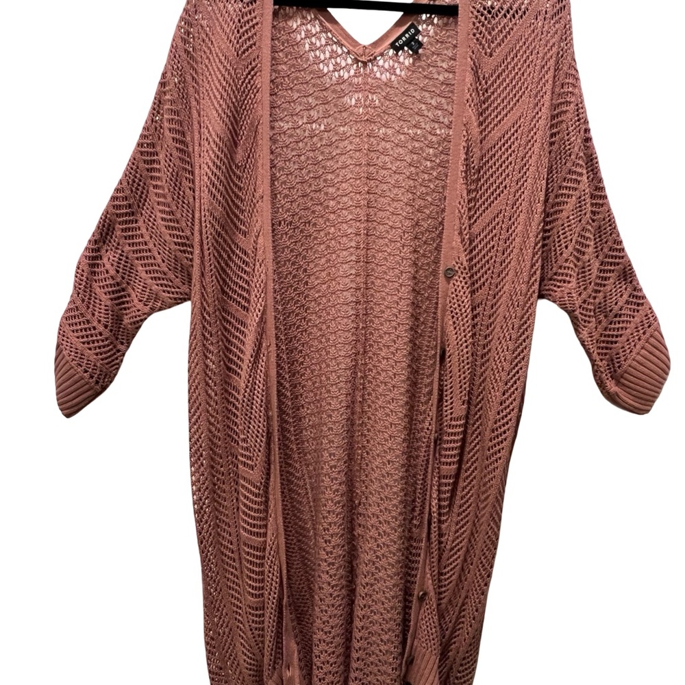 Torrid Dusty Rose Open Knit Cardigan